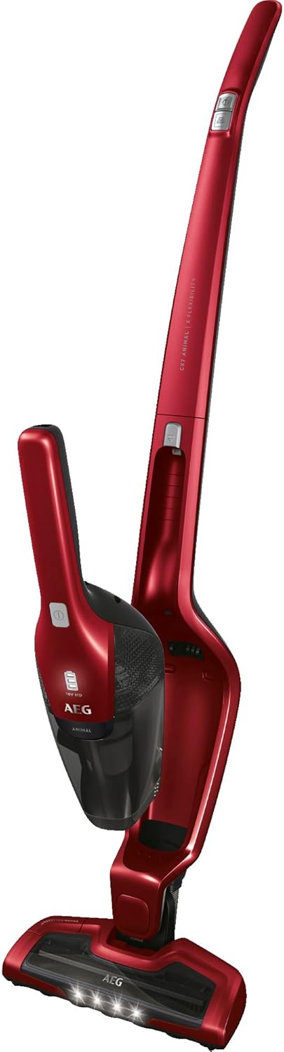 AEG Ergorapido CX7-2-45AN 2-in-1 Cordless Vacuum Cleaner, Bagless, Pet Hair Nozzle, Up to 45 Minutes Running Time, Freestanding, 180° Swivel, Brush Cleaning Function, LED Light, Red, Exclusive to Portable Red Chili - تصویر 3