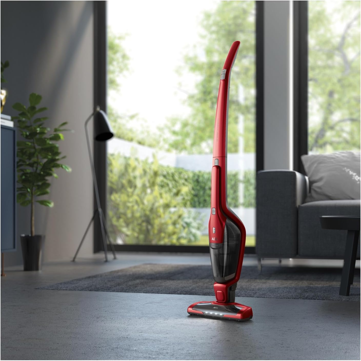 AEG Ergorapido CX7-2-45AN 2-in-1 Cordless Vacuum Cleaner, Bagless, Pet Hair Nozzle, Up to 45 Minutes Running Time, Freestanding, 180° Swivel, Brush Cleaning Function, LED Light, Red, Exclusive to Portable Red Chili - تصویر 4
