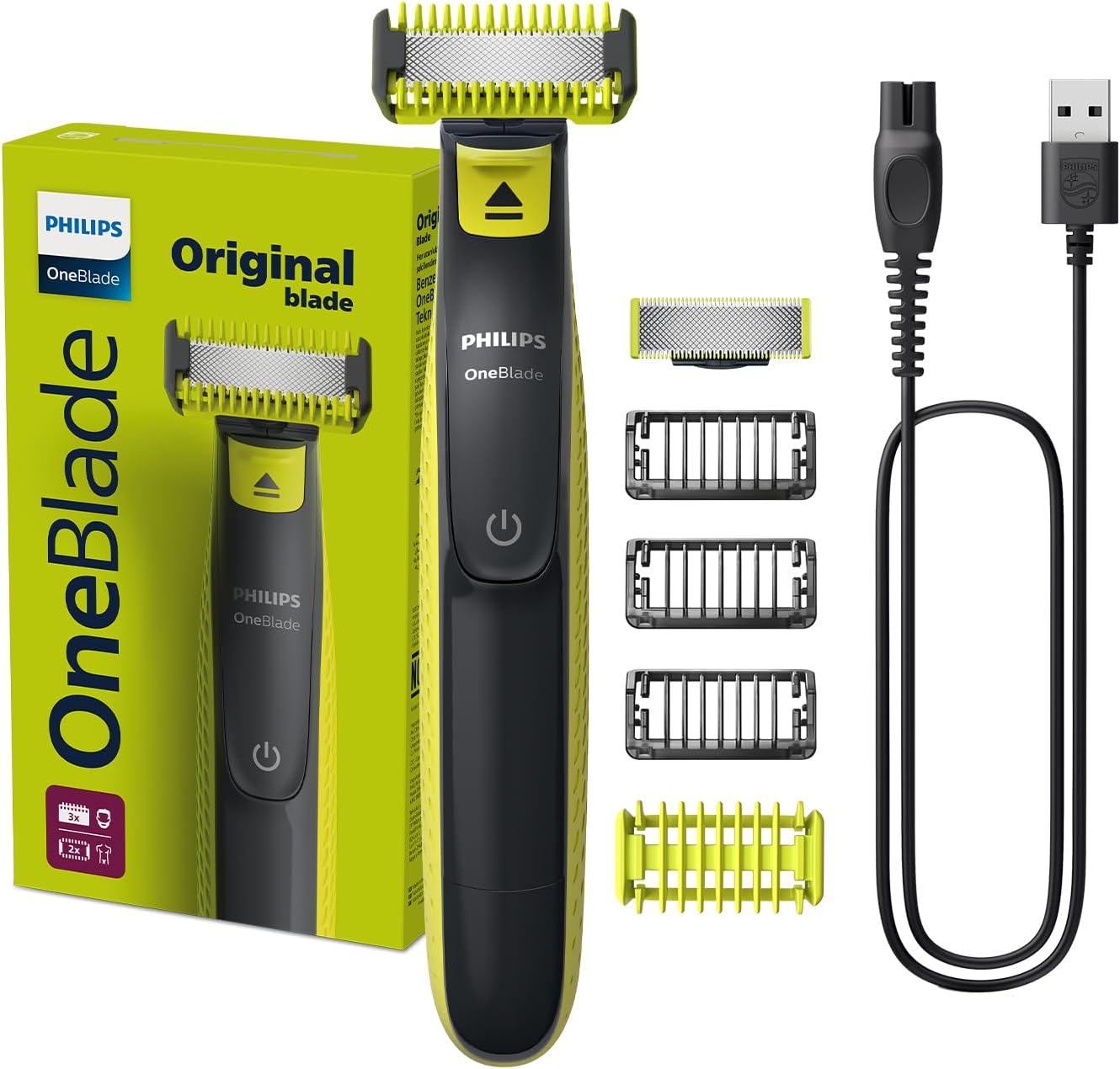 Philips OneBlade Face & Body QP2824 | Dual-Sided Blade | Unique OneBlade Technology | 45min Cordless | Waterproof | Electric Beard Trimmer & Shaver QP2824/10, Face+Body - تصویر 2